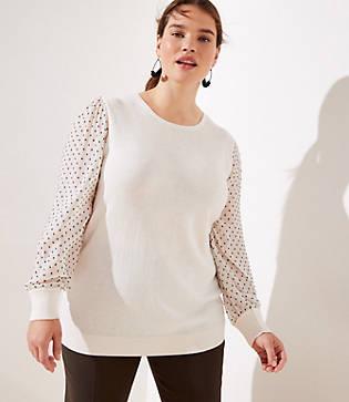 Loft Plus Swiss Dot Sleeve Sweater
