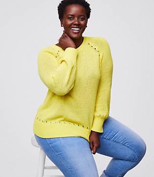 Loft Plus Pointelle Blouson Sleeve Sweater