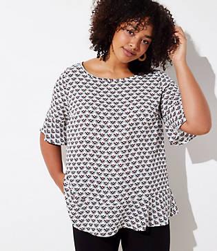 Loft Plus Geo Ruffled Crossover Back Top