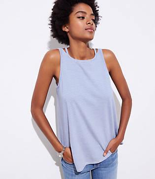 Loft Striped Cutout Shoulder Tank