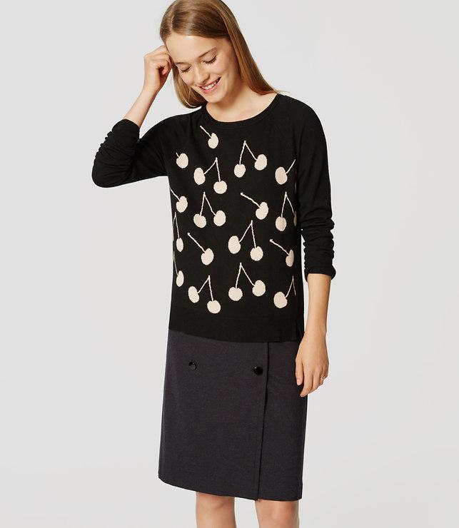 Loft Cherry Button Back Sweater