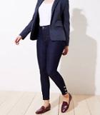 Loft Curvy Gilded Button High Rise Slim Pocket Skinny Jeans In Dark Rinse