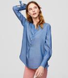 Loft Chambray Tie Cuff Henley Tunic