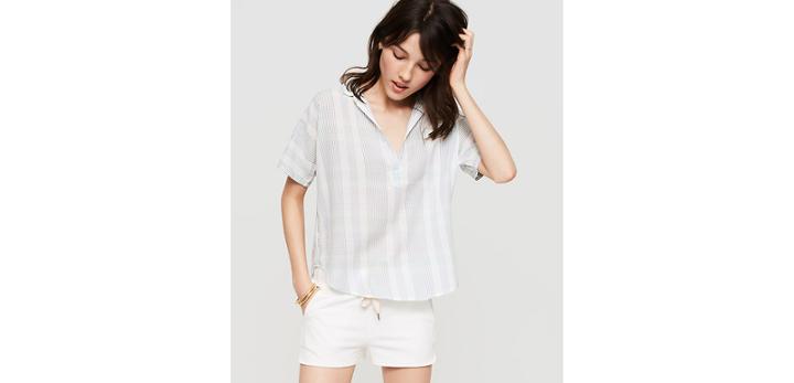 Loft Lou & Grey Short Sleeve Pop On Shirt