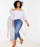 Loft Plus Frayed Skinny Crop Jeans In Classic Mid Indigo Wash