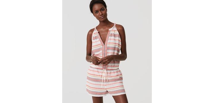 Loft Beach Striped Halter Romper