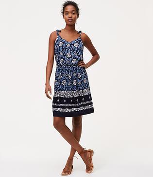 Loft Floral Tie Blouson Dress