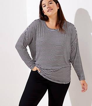 Loft Plus Striped Dolman Shirttail Tee
