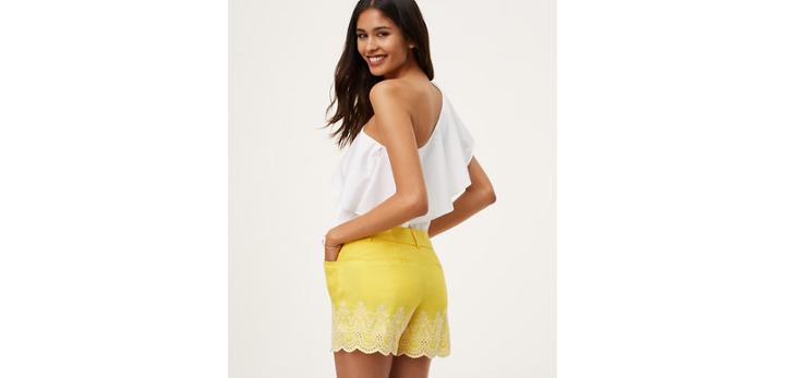 Loft Embroidered Eyelet Riviera Shorts With 4 Inch Inseam