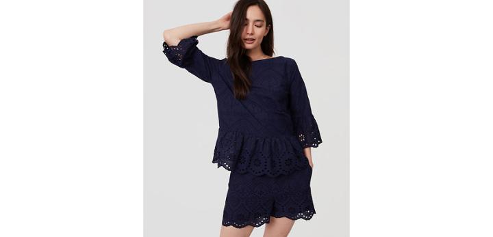 Loft Eyelet Flounce Top
