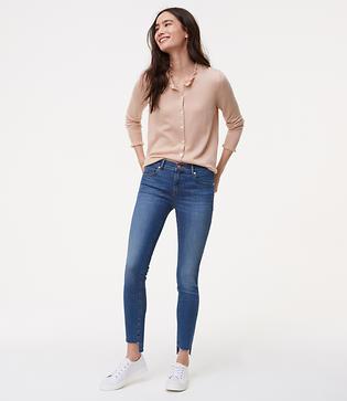 Loft Modern Step Hem Skinny Jeans In Mid Stonewash