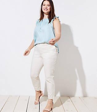 Loft Plus Floral Embroidered Girlfriend Chinos