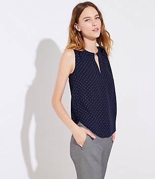 Loft Star Smocked Keyhole Shell
