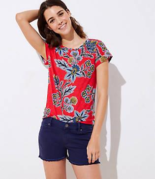 Loft Denim Cut Off Shorts In Navy