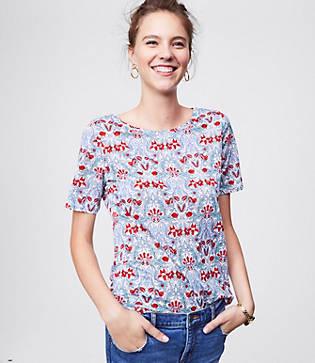 Loft Tulip Garden Linen Ballet Neck Tee