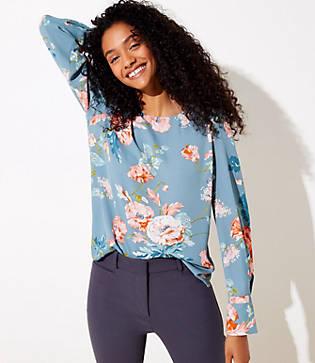 Loft Bouquet Pleated Cuff Blouse
