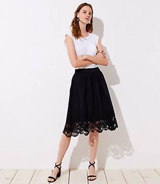 Loft Eyelet Hem A-line Skirt