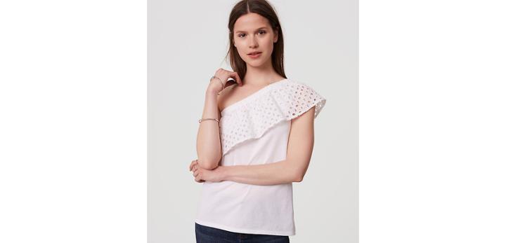Loft Eyelet One Shoulder Top