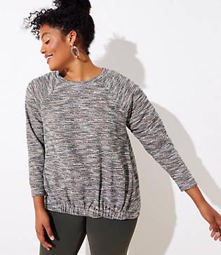 Loft Plus Rainbow Boucle Gathered Hem Sweatshirt