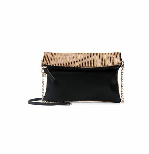 LOFT Dotted Haircalf Foldover Crossbody Bag, Black
