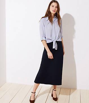 Loft Knit Pull On Midi Skirt