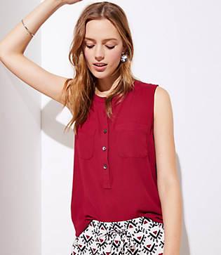Loft Henley Pocket Mixed Media Shell