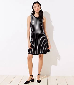 Loft Striped Flare Sweater Dress