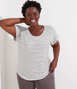 Loft Plus Stripe Cuffed Dolman Tee