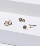 Loft Crystal Heart Stud Earring Set