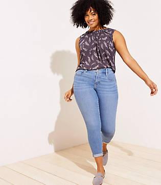 Loft Plus Skinny Crop Jeans In Pure Mid Indigo Wash