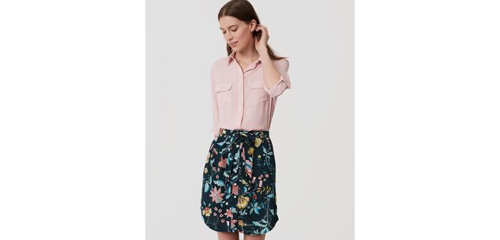 Loft Vine Tie Waist Button Skirt