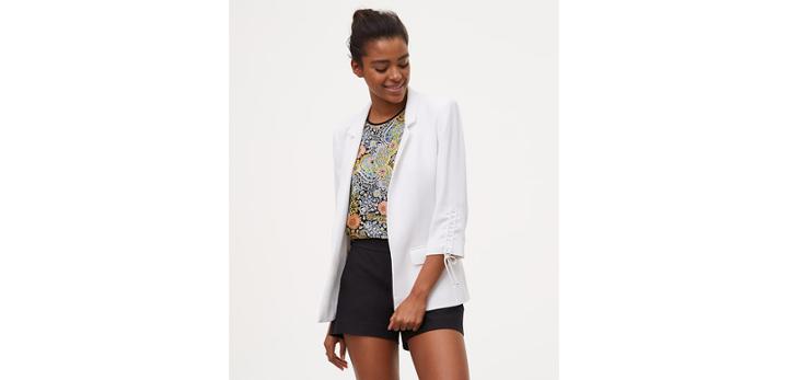Loft Cinched Sleeve Open Blazer