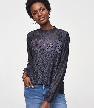 Loft Floral Mosaic Lace Top