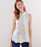 Loft Leopard Print Layered Mixed Media Top