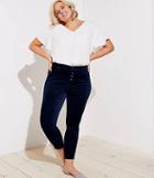 Loft Plus Modern Velvet Button Fly Skinny Jeans In Black