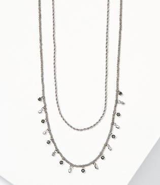Loft Crystal Chain Layered Necklace Set