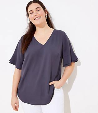 Loft Plus V-neck Flutter Top