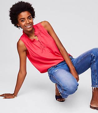 Loft Pleated Collar Shell