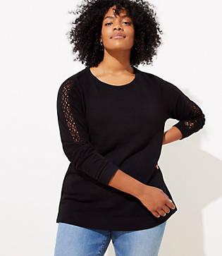 Loft Plus Lace Trim Sweatshirt
