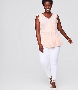 Loft Plus Eyelet Wrap Peplum Top
