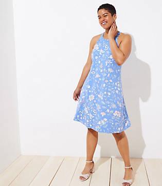 Loft Plus Bird Cutout Back Halter Swing Dress
