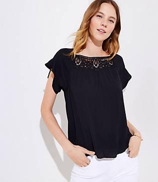Loft Lace Square Neck Tee
