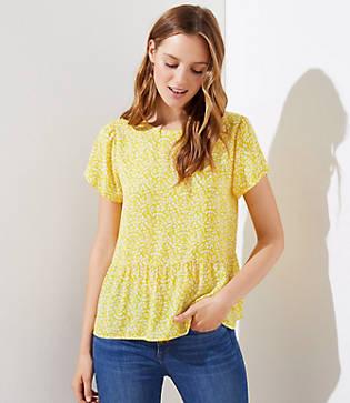 Loft Floral Cutout Back Peplum Top