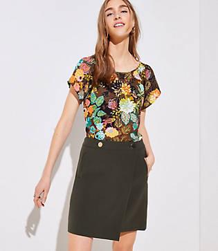 Loft Button Pocket Wrap Skirt