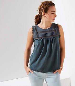 Loft Lacy Pleated Shell
