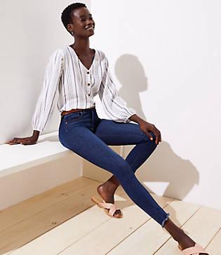 Loft Modern High Rise Skinny Jeans In Staple Dark Indigo Wash