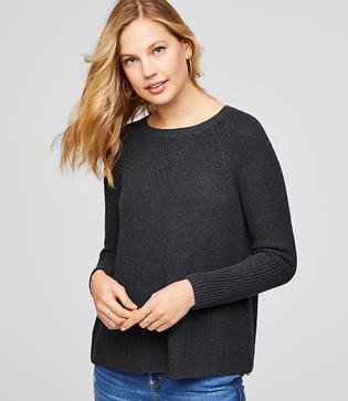 Loft Peony Tie Back Mixed Media Sweater