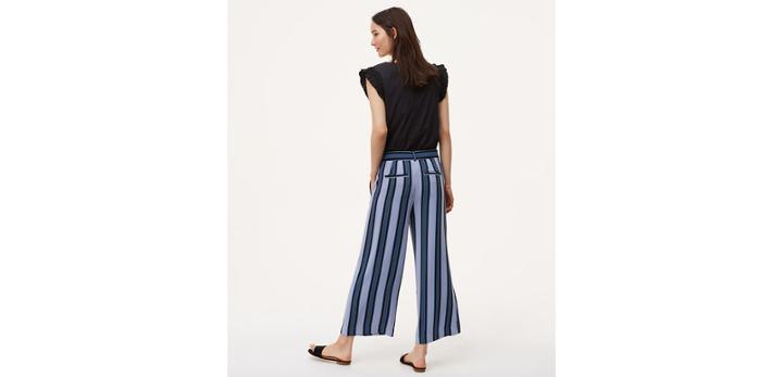 Loft Ocean Stripe Tie Waist Fluid Pants