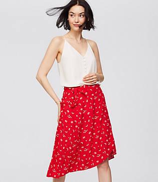 Loft Floral Midi Wrap Skirt
