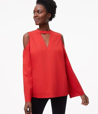 Loft Cutout Cold Shoulder Blouse
